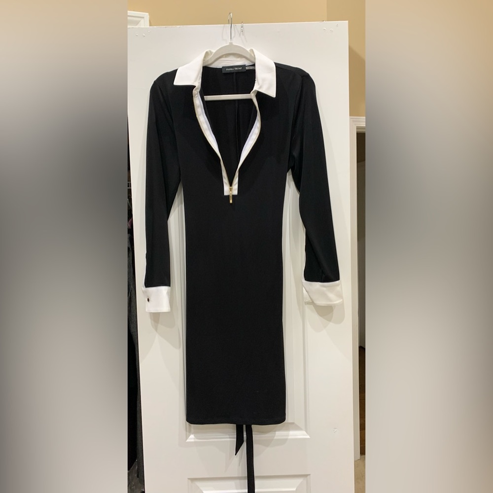 Never worn Ivanka Trump size Medium black and white knee-length dress